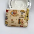 Cute Cartoon Print Cotton Coin Purse Minimalist Fabric Storage Bag for Lipstick and Earphones - Warm Light Bear