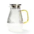 Carafe à eau en verre résistant à la chaleur avec couvercle inox et anse jaune. - Théière Banxia