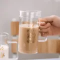 Transparante glazen koffiekop met deksel en handvat, grote capaciteit voor kantoor kop. - Kroonmodel + glazen deksel
