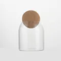 Clear glass storage jar with a round cork ball lid for coffee beans, tea, and dry foods. - Small 500ML