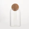 Clear glass storage jar with round cork lid for coffee beans, tea and dry food pantry. - Medium 1000ml