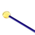 Japanese heat-resistant glass stirring rod with yellow round head and long blue handle. - Yellow Spoon with Blue Handle
