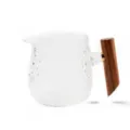 Japanese style glass tea pitcher with wooden handle heat resistant clear water cup for office - Hammered Fair Cup with Wood Handle (No Lid) / Clear