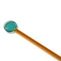 Heat-resistant glass stirring rod, blue round head amber long handle for coffee juice milk. - Dark Green Spoon with Amber Handle
