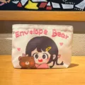 Niedliche Cartoon Canvas Kosmetiktasche mit Reißverschluss tragbare Make-up Tasche für Reisen - Bärenschwester
