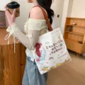 Casual canvas shoulder bag for women, large capacity daily commuting student canvas bag - No Zipper No Inner Pocket Double Sided Print / Flower Seasons
