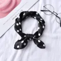Black and white polka dot small scarf, elegant satin silk neckerchief for women and girls. - Polka Dot Black