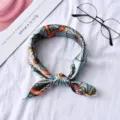Blue silk square scarf with classic carriage and chain print elegant women neckerchief fashion - Wheel Love