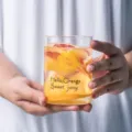 Transparant glazen waterkopje met fruitplakjes en stijlvol printontwerp voor dagelijks gebruik - 301-400ml / Oranje rechte beker