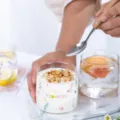 Clear glass cup with cute floral print, perfect for morning milk, yogurt, and breakfast use. - Garden Cup (Short Style)