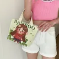 Korean style mini canvas tote bag for women cute cartoon student lunch bag handbag casual - Bamboo Girl