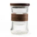 Japanese glass tea cup with wood lid filter tea water separation office water cup simple design - Vertical Stripe Waist Cup / Clear