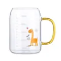 Tasse à lait en verre transparent avec échelle de volume et girafe, poignée dorée. - 300ml / Poignées de rechange petit cerf jaunes