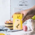 Leuke vierkante glazen beker met berenmotief, hittebestendige melk- en sappbeker voor kinderen. - 301-400ml / Muziekbeer (hoog)