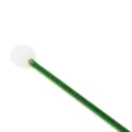 Japanese heat-resistant glass stirring rod with green long handle and white disc top. - White Spoon with Green Handle