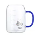 Tasse en verre pour enfants avec graduation poignée bleue motif licorne 250ml pour lait - 300ml / Petit poney à poignée bleue