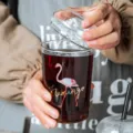 Hittebestendige glazen waterbeker met deksel, schattige flamingobeker voor sap en melk. - Flamingo