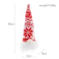 Weihnachten leuchtende Wichtel Plüschpuppe Anhänger, rot weiß gestrickte Mütze Deko. - Rotes Schneeflocken-Stil