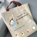 Sac cabas en toile grande capacite sac a bandouliere decontracte avec impression mignonne. - Meilleur soi