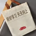 Sac cabas en toile sac a epaule pour etudiant grande capacite avec impression motive - Étudier Dur