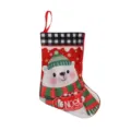 Gran calcetín de Navidad bolsa de regalo con diseño de oso polar a cuadros y color rojo. - Calcetín de Navidad a Cuadros - Oso Polar