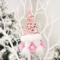 Pendente gnomo di Natale con paillettes rosa peluche decorazione natalizia graziosa bambola senza volto - Piccolo ciondolo rosa