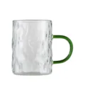 Transparante glazen koffiekop met groen handvat, gehamerde textuur hittebestendige theekop thuis. - 300ml / Groen Handvat