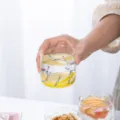 Clear glass cup with cute botanical print, perfect for morning milk, juice, or yogurt drinks. - Flower Vine Cup (Short Style)