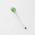 Cuillere a dessert au lait creative, cuillere en verre transparent resistant avec cristaux colores. - Cuillère verte (avec granulés)