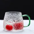 Japanse gehamerde glazen beker met groen handvat, transparante eenvoudige theekop voor thuis. - 450ml / Ananas enkele bekers (groene handgreep)
