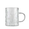 Tazza da caffè in vetro trasparente con texture martellata e manico, ideale per il tè quotidiano. - 300ml / Manico Trasparente
