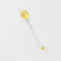 Creatieve transparante glazen lepel met kleurrijke kralen, lange handgreep voor koffie. - Gele lepel (met korrels)