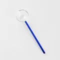 Creatieve heldere glazen lepel met blauwe lange handgreep, ideaal voor koffie en dessert. - Kort blauw handvat