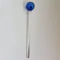 Transparante glazen roerlepel met blauwe ronde kop, lang handvat voor koffie. - Lang model (blauwe lepel, transparant handvat)