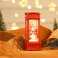 Christmas decorative night light red telephone booth snowman snow globe desktop ornament - Telephone Booth Snowman (Non-filled)