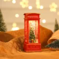 Christmas telephone booth LED night light snow globe desktop decoration ornament - Telephone Booth Xmas Tree (Non-filled)
