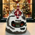 Boite a musique en resine de Noel avec train rotatif decoration de bureau cadeau - Style Père Noël Résine à Rotation Unique / 12x11.5x15.5cm