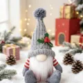 Christmas Swedish Gnome plush toy with grey knitted hat holiday home decor festive gift - Grey Hat Stripe / Gray