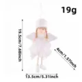Christmas angel doll hanging ornament with white feathers and fluffy hat for tree decor. - White Feather Style