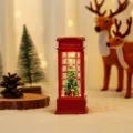 Christmas red telephone booth snow globe LED night light desktop decorative ornament gift - Telephone Booth Xmas Tree (Water-filled)