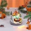 Boite a musique de Noel rotative en resine lumineuse train village de neige deco cadeau - Style Bonhomme de Neige Plastique à Double Rotation / 13.5x12.5x15cm