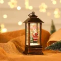Christmas glowing lantern snow globe night light vintage bronze desktop decor ornament - Oil Lamp Santa (Non-filled)