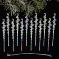 Suspensions de glaçons iridescentes en acrylique décorations d'arbre de noël pour fête déco - Pendentif Fileté Irisé / 5 Pouces 12 Pièces/Paquet