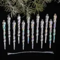 Ornements suspendus de glaçons irisés en acrylique de Noël pour le sapin de fête - Pendentif Glaçon Irisé / 5 Pouces 12 Pièces/Paquet