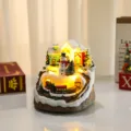 Christmas revolving resin glowing music box snowman train desktop holiday decoration gift - Snowman