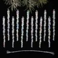 Ensemble d'ornements de glaçons en acrylique iridescent pour décoration d'arbre de Noël et fête. - Pendentif Goutte de Glace Irisé / 5 Pouces 12 Pièces/Paquet