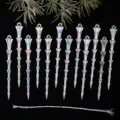 Ornements de glaçons en acrylique iridescent pour décoration de sapin de noël variante. - Pendentif Pointe de Glaçon Pagode Irisé / 5 Pouces 12 Pièces/Paquet