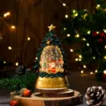 Christmas tree snow globe night light music box desktop decoration holiday gift festive decor - Green Sitting Santa (Water-filled)