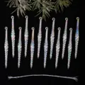 Ornements de Glaçons Iridescents en Acrylique Décorations Suspendues pour Arbre de Noël Colorés - Pendentif Aiguille de Glace Spirale Irisé / 5 Pouces 12 Pièces/Paquet
