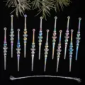 Ornements de glaçons scintillants en acrylique coloré pour décoration de sapin de Noël. - Pendentif Boule de Glace Irisé / 5 Pouces 12 Pièces/Paquet